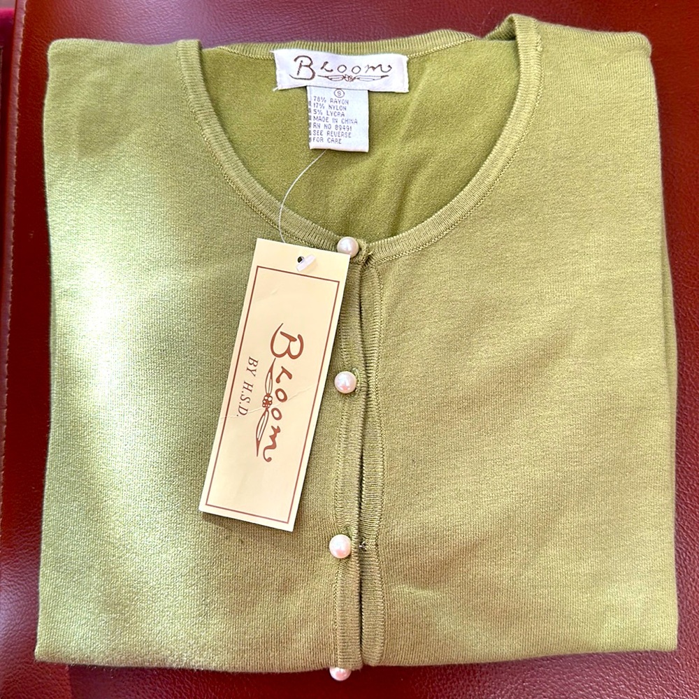 Three quarter sleeve pearl button cardigan